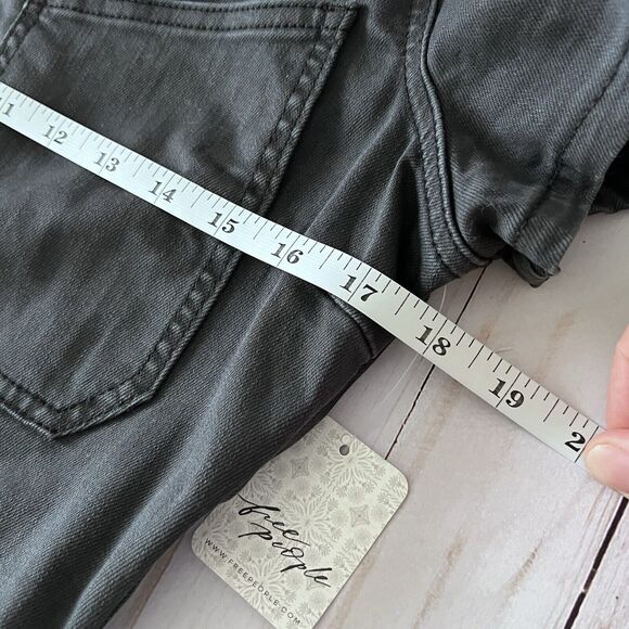 NWT Free People CRVY Lennox Shortsuit Romper Dark Gray Denim, Zip-Up, Size 8 - Picture 12 of 14